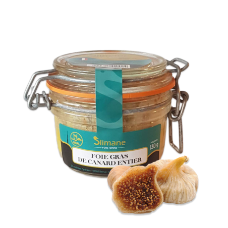 Foie gras de canard entier halal a la figue seche 130 g Foie gras de canard entier halal a la figue seche 130 g
